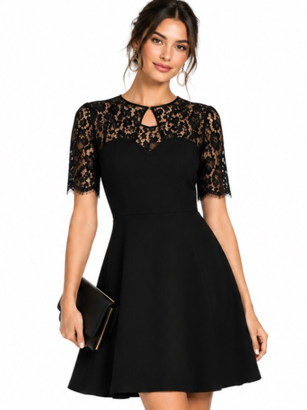 BA&SH Black Lace Open Back Verlaine Dress 10 NWT Elegant Coquette Cocktail Party